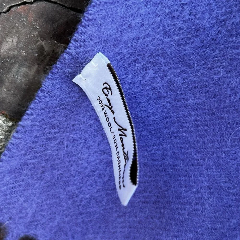Enzo Mantovani Wool Cashmere Purple Scarf Fringe